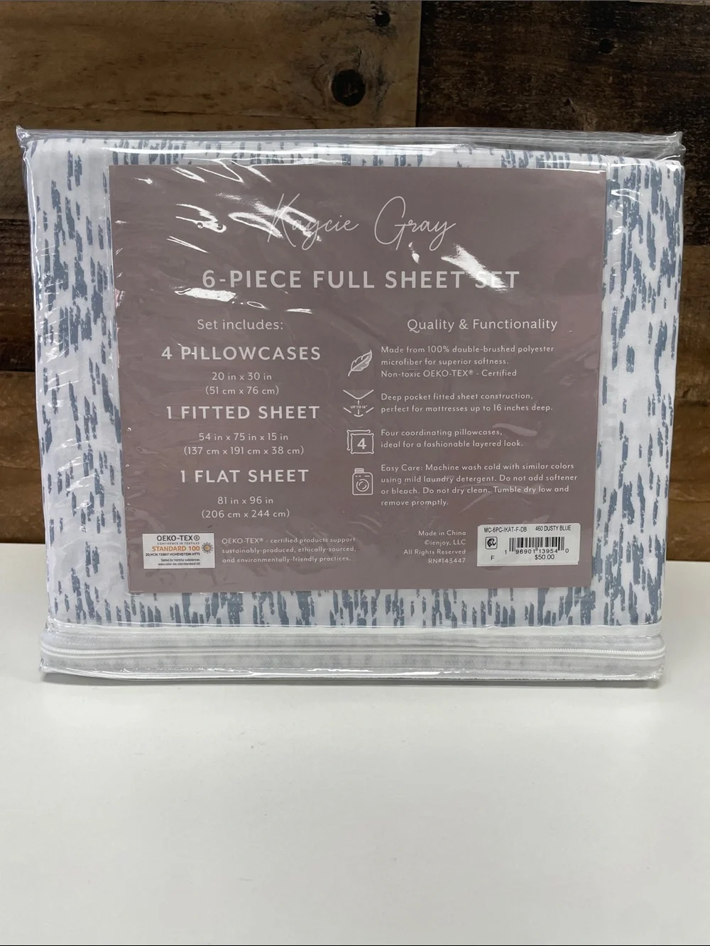 Full 6-Piece Sheet Set in Light Blue Pattern